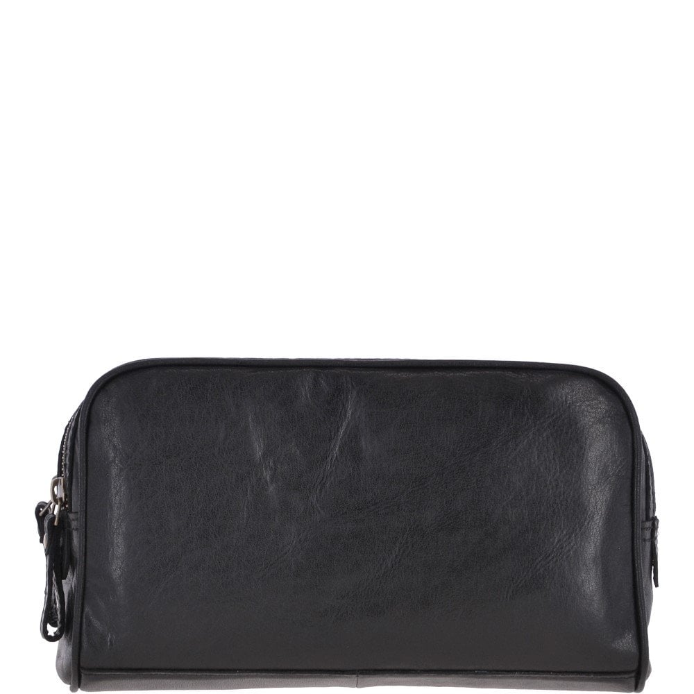 Mens Leather Washbag Black: G-37