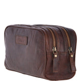 Mens Leather Washbag Brandy: G-37