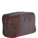 Mens Leather Washbag Brandy: G-37