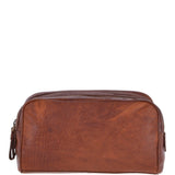 Mens Leather Washbag Tan: G-37