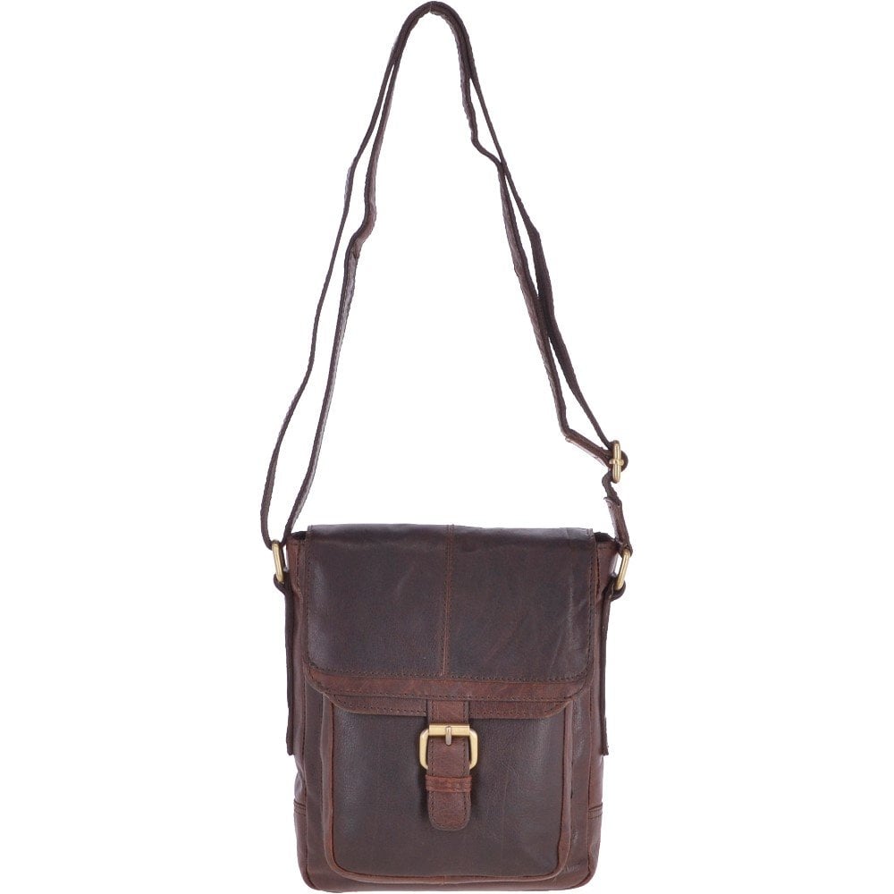 Small Vintage Wash Leather Travel Bag Brandy: G-31
