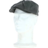 8 Panel Leather Flat Cap Grey: CAP-03