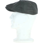 8 Panel Leather Flat Cap Grey: CAP-03
