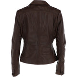 Womens Short Leather Blazer Jacket R/Brown: 1696