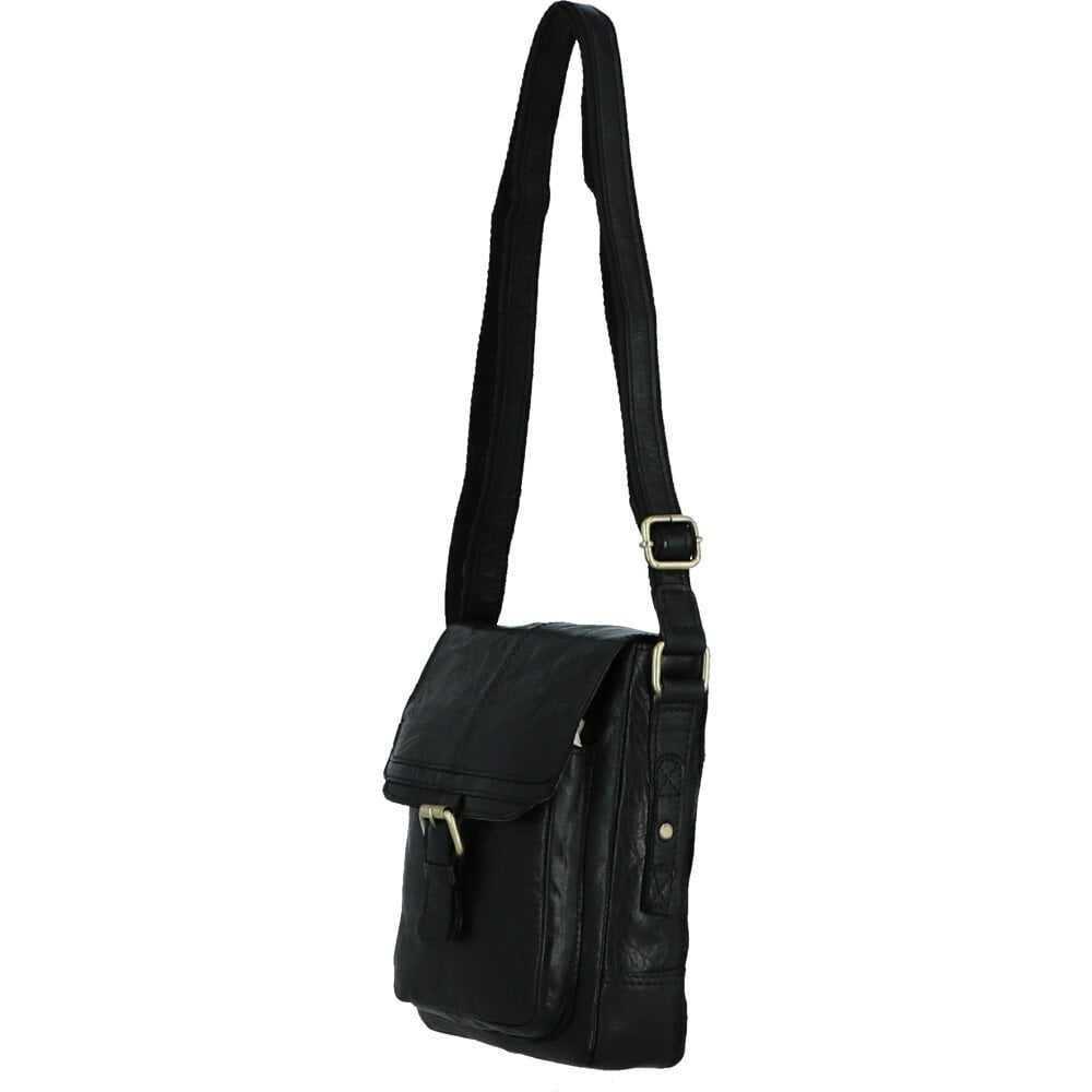 Small Vintage Wash Leather Travel Bag Black: G-31