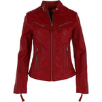 Leather Biker Jacket Red: G 2131