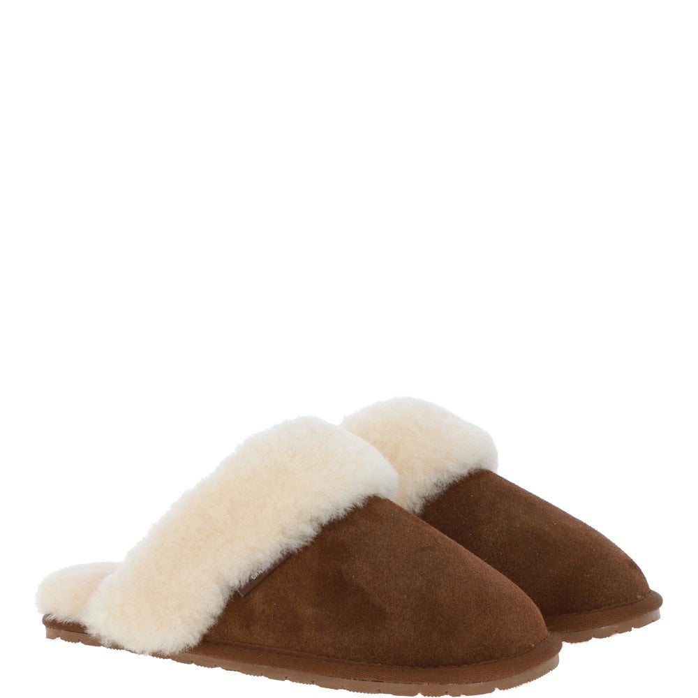 Classic Ladies  Suede Sheepskin Slippers Chestnut