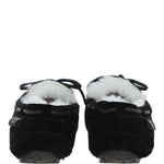 Women's Classic  Suede Sheepskin Moccasin Slippers Black/White: LADIES MOCCASSINS