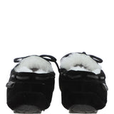 Women's Classic  Suede Sheepskin Moccasin Slippers Black/White: LADIES MOCCASSINS