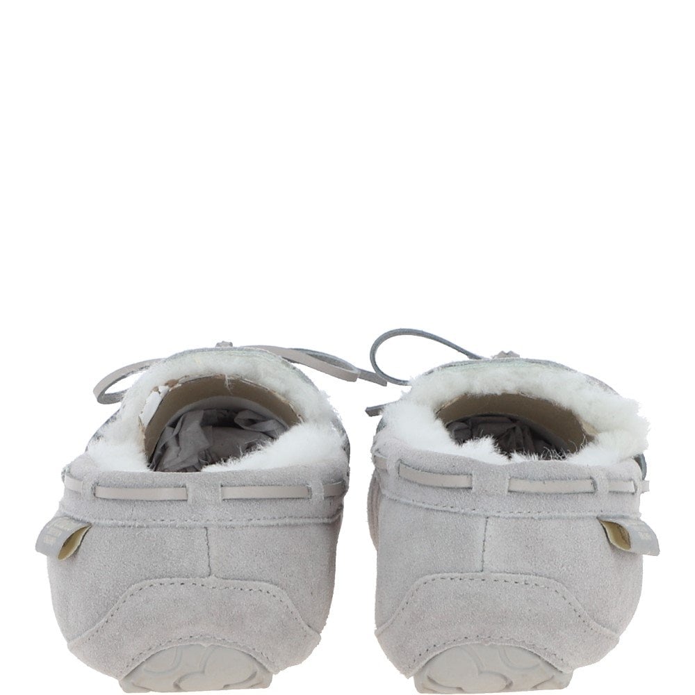 Women's Classic Suede Sheepskin Moccasin Slippers Light Grey: LADIES MOCCASSINS