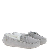 Women's Classic Suede Sheepskin Moccasin Slippers Light Grey: LADIES MOCCASSINS