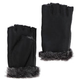 Extra Slim Sheepskin Leather Fingerless Glove Black/Brissa: LADIES FINGERLESS GLOVE