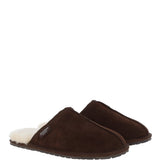 Fenland Classic Mens Suede Sheepskin Slippers Brown