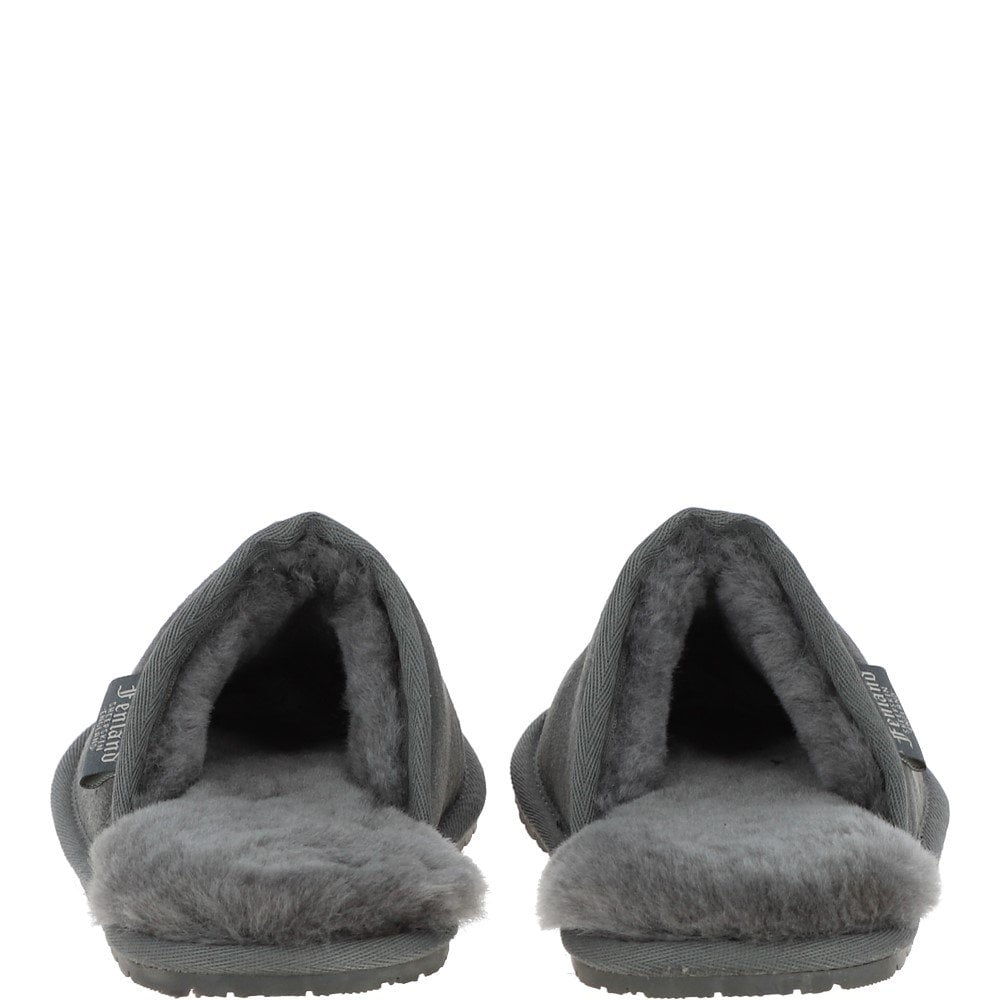 Fenland Classic Mens Suede Sheepskin Slippers Grey