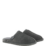 Fenland Classic Mens Suede Sheepskin Slippers Grey