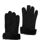 Women's Suede Sheepskin Gloves Black/ Black : DB906