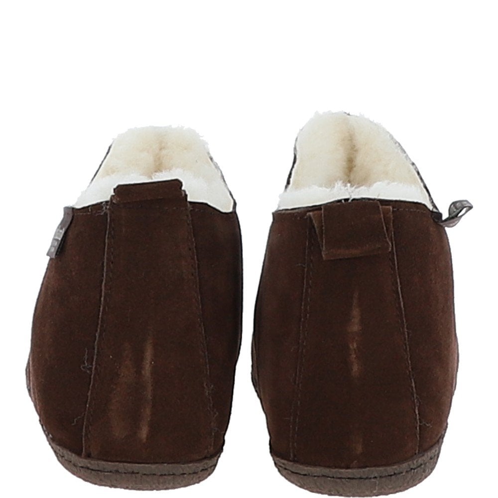Fenland Classic Suede Sheepskin  Bootie Slippers Brown: MENS BOOTY