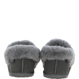 Women's Classic  Suede Sheepskin Cuff Slippers Grey: LADIES CUFF SLIPPERS