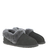Women's Classic  Suede Sheepskin Cuff Slippers Grey: LADIES CUFF SLIPPERS