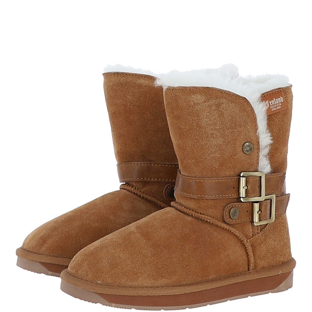 Fenland Classic 8" Suede Sheepskin Belt Boots: S/SKIN BOOT BELT
