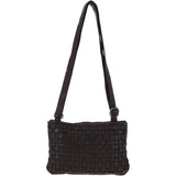 Vintage Woven Classic Leather Crossbody Bag Dark Brown: D-70