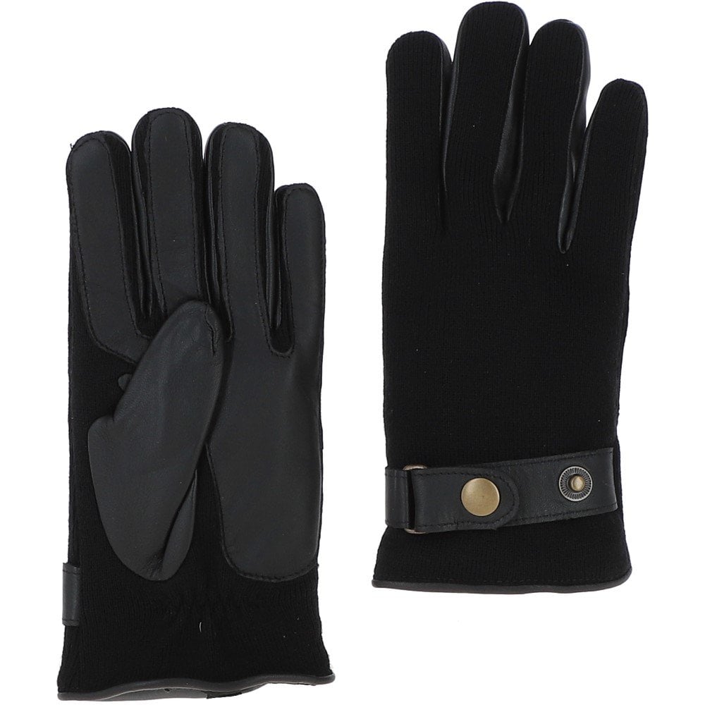 Mens Leather and Fabric Gloves Black: 708