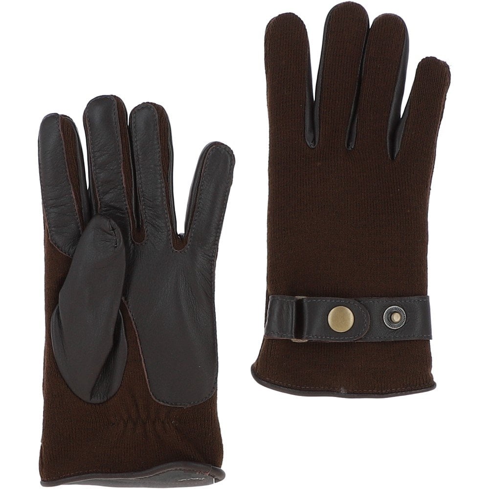 Mens Leather and Fabric Gloves Brown: 708