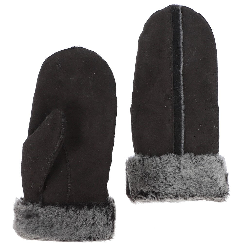 Womens Leather Sheepskin Mittens Brown: DB 020