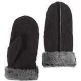 Womens Leather Sheepskin Mittens Brown: DB 020