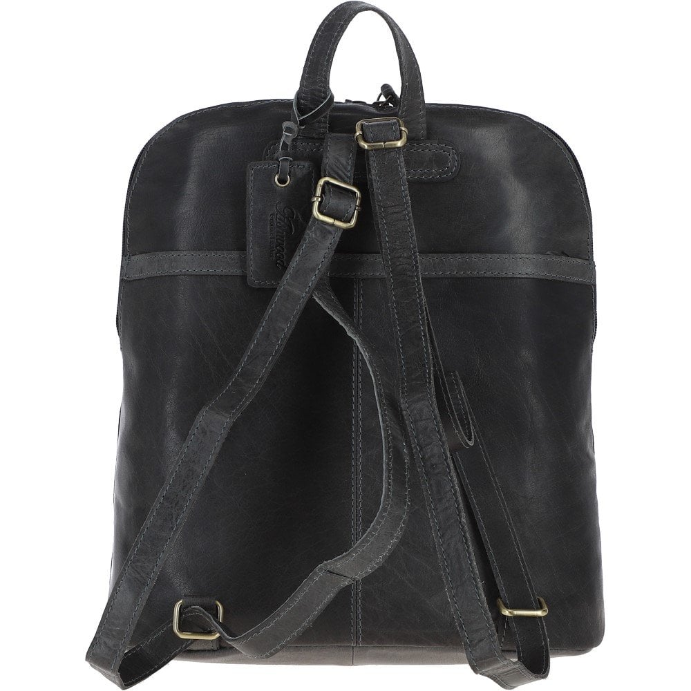 Large Vintage Leather Backpack Grey: G28