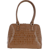 Ashwood Crocodile Print Zip Around Leather Tote Bag Tan: C-53