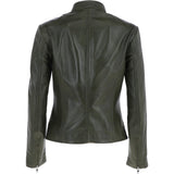 Leather Biker Jacket Green: G 2131