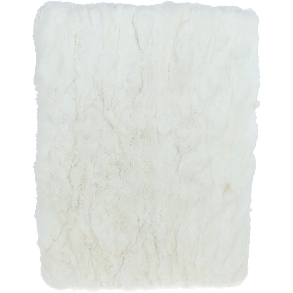Ashwood Large Rabbit Fur Footstool Ottoman Ivory: RABBIT STOOL