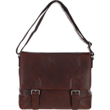 Mens Medium Leather Messsenger Bag Tan: Oscar