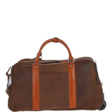 Cow Oily Leather Wheeled Weekend Travel Holdall Brown/Tan: FEN-780