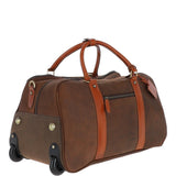 Cow Oily Leather Wheeled Weekend Travel Holdall Brown/Tan: FEN-780
