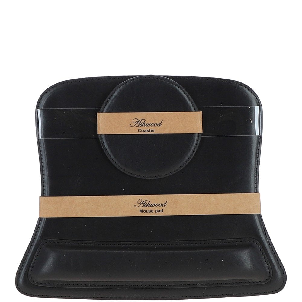 Ashwood Luxury Leather Desk Set Black: GS-1298