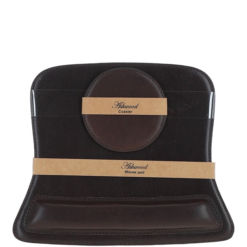 Ashwood Luxury Leather Desk Set Brown: GS-1298