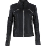 Ladies Leather Biker Jacket Black: BR-Alice