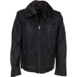 Leather Jacket With Detachable Collar Black: SANDOR