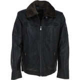 Leather Jacket With Detachable Collar Black: SANDOR