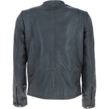 Mens Leather Biker Jacket Grey: BR FONS-1