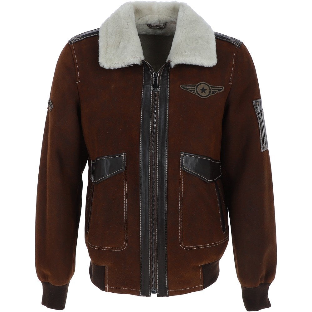 Luxury Sheepskin Pilot Jacket Buff Brown NCAF1