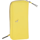 8 Card Zip Around RFID Protected Large Leather Purse Aurora Yellow: J-51
