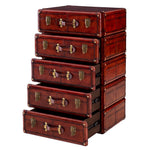 Luxury Handcrafted Leather 5 Drawer Chest Cognac: SE-1563