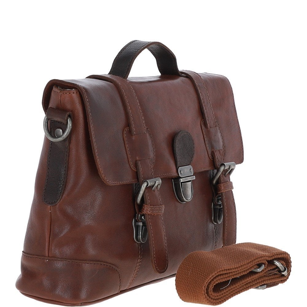 Medium Leather Work Briefcase  Tan/brown : 4554
