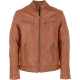Mens  Leather Biker Jacket Tan: G-6400