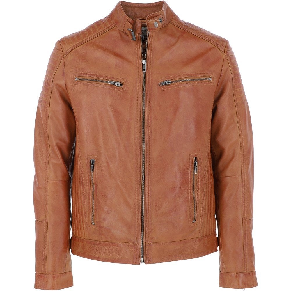 Leather Biker Jacket Tan G 6400