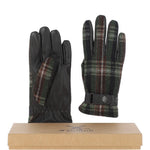 Fenland Leather & Tweed Gloves Dk Brown/Green: FEN-1015