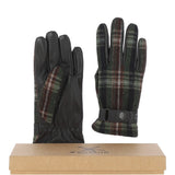 Fenland Leather & Tweed Gloves Dk Brown/Green: FEN-1015